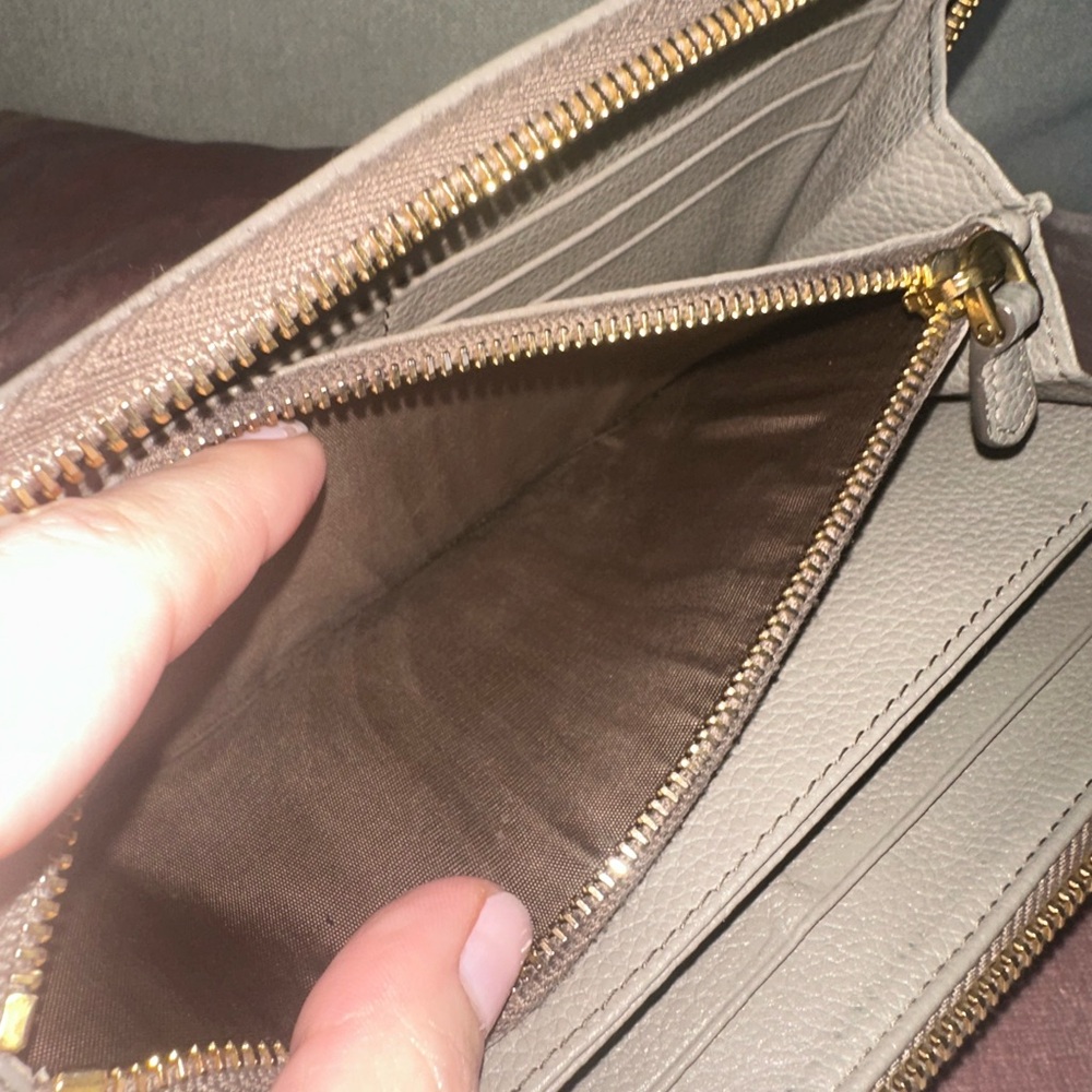 Prada Beige/Taupe Saffiano Leather Large Continental Zip Wallet - Picture 9 of 16